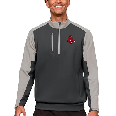 Men's Antigua Charcoal Boston Red Sox Team Quarter-Zip Pullover Top