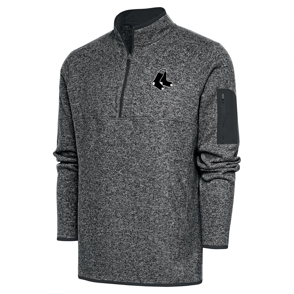 Men's Antigua Graphite Boston Red Sox Metallic Big & Tall Quarter-Zip Jacket