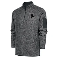 Men's Antigua Graphite Boston Red Sox Metallic Big & Tall Quarter-Zip Jacket