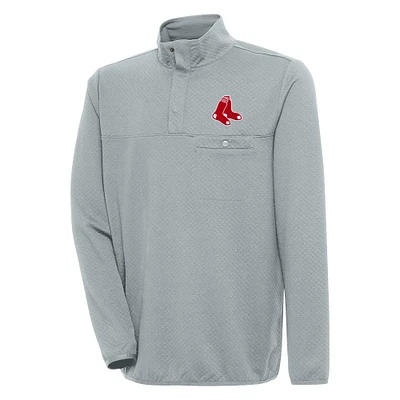 Men's Antigua  Gray Boston Red Sox Steamer Quarter-Snap Pullover Jacket
