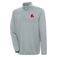 Men's Antigua  Gray Boston Red Sox Steamer Quarter-Snap Pullover Jacket