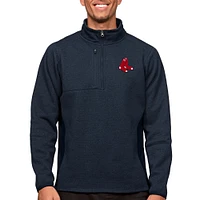 Men's Antigua Heathered Navy Boston Red Sox Course Quarter-Zip Pullover Top