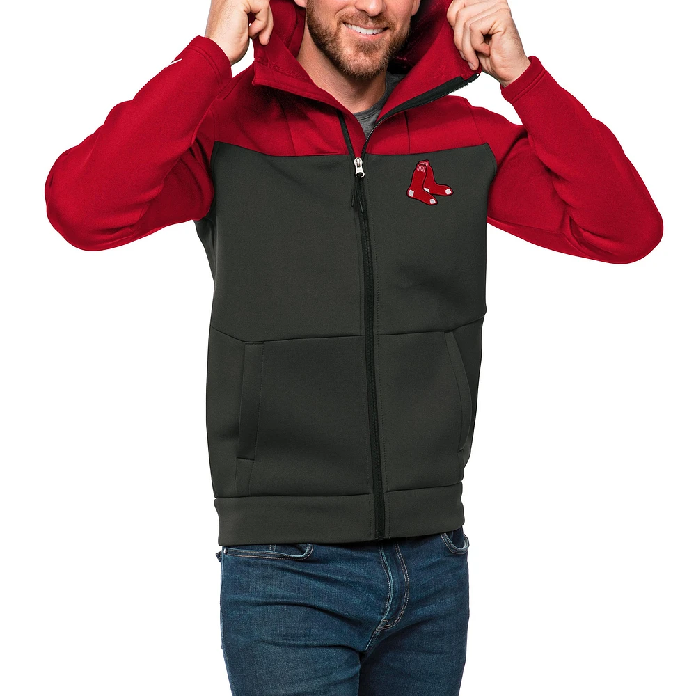 Men's Antigua Red/Charcoal Boston Red Sox Protect Full-Zip Hoodie