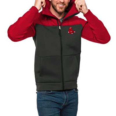 Men's Antigua Red/Charcoal Boston Red Sox Protect Full-Zip Hoodie