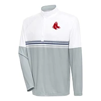Men's Antigua White/Navy Boston Red Sox Bender Quarter-Zip Pullover Top