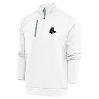 Men's Antigua White Boston Red Sox Metallic Generation Quarter-Zip Pullover Top
