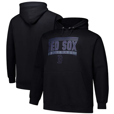 Men's  Black Boston Red Sox Stack Fleece Pullover Hoodie