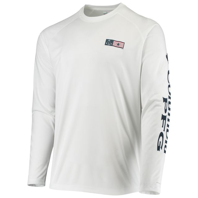 Columbia White Boston Red Sox Americana Terminal Tackle Omni-Shade Raglan T-shirt à manches longues pour homme