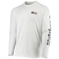 Men's Columbia White Boston Red Sox Americana Terminal Tackle Omni-Shade Raglan Long Sleeve T-Shirt