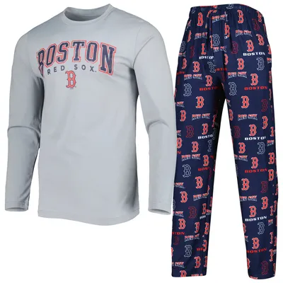 Boston Red Sox Concepts Sport Breakthrough Long Sleeve Top & Pants Sleep Set - Navy/Gray