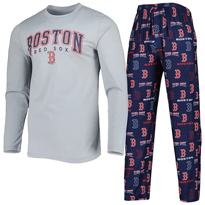 Ensemble de nuit pour homme Concepts Sport bleu marine/gris Boston Red Sox Breakthrough avec haut à manches longues et pantalon