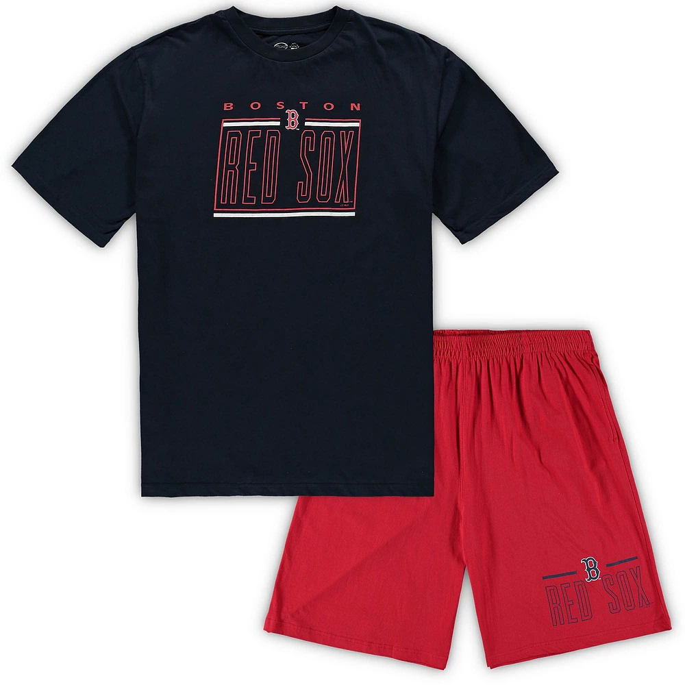 Ensemble de nuit avec t-shirt et short Concepts Sport pour hommes, bleu marine/rouge Boston Red Sox Big & Tall