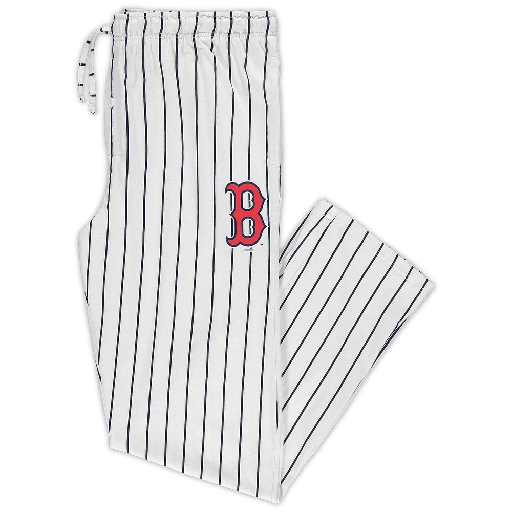 Pantalon de nuit à fines rayures Concepts Sport pour homme, blanc/bleu marine Boston Red Sox Big & Tall