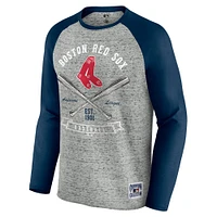 T-shirt de baseball à manches longues raglan pour homme, collection Darius Rucker par Fanatics, gris chiné, Boston Red Sox, bords bruts
