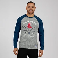 T-shirt de baseball à manches longues raglan pour homme, collection Darius Rucker par Fanatics, gris chiné, Boston Red Sox, bords bruts