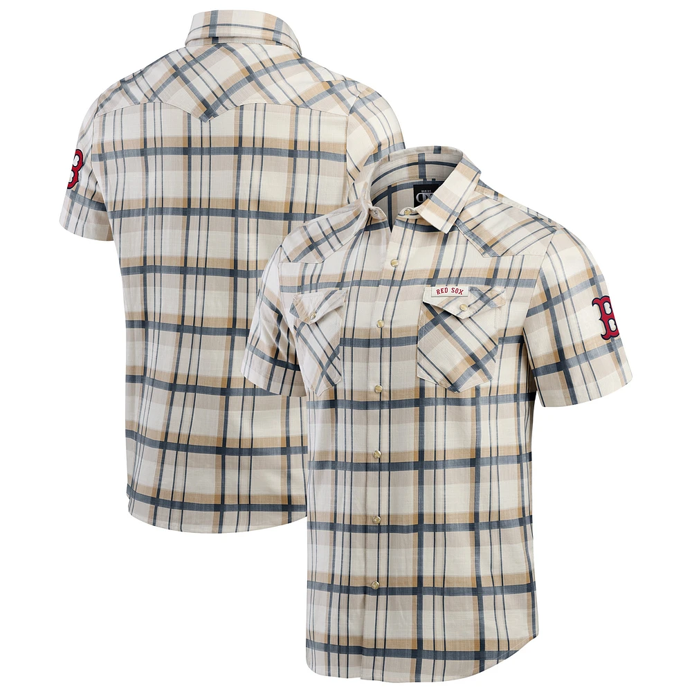 Chemise à boutons-pression carreaux Boston Red Sox pour homme de la collection Darius Rucker par Fanatics bleu marine