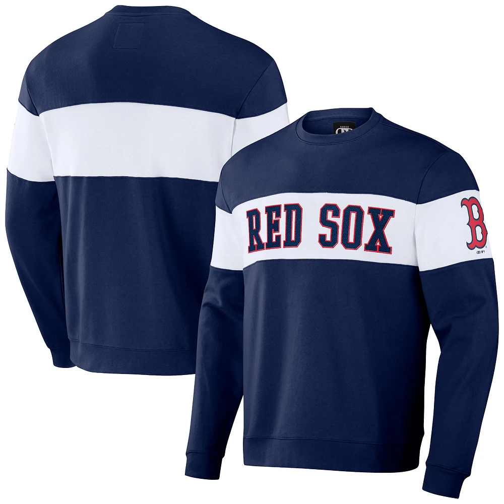 Men's Darius Rucker Collection by Fanatics Navy Boston Red Sox Stripe Pullover Sweatshirt