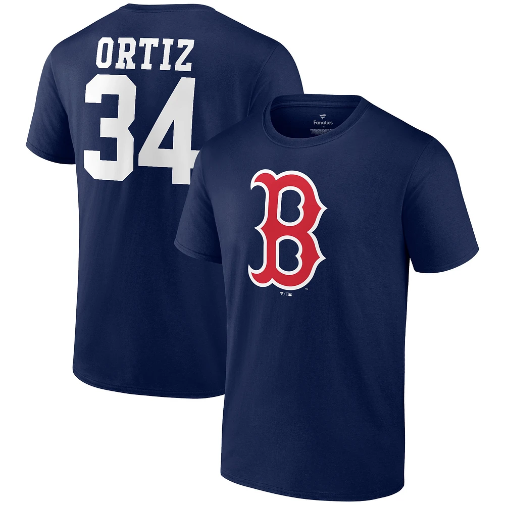 T-shirt graphique David Ortiz pour homme avec logo Boston Red Sox bleu marine