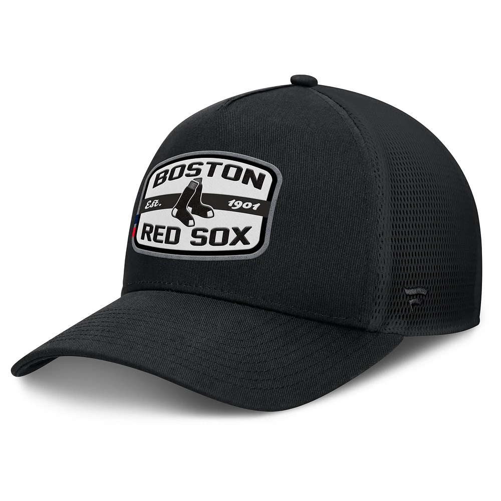 Men's Fanatics Black Boston Red Sox Team Patch A-Frame Trucker Snapback Hat