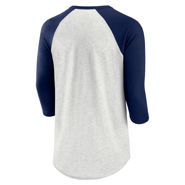 Men's Majestic Threads Oatmeal/Blue St. Louis Blues Logo Raglan