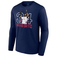 Fanatics pour hommes David Ortiz Navy Boston Red Sox Stats Resume T-shirt à manches longues