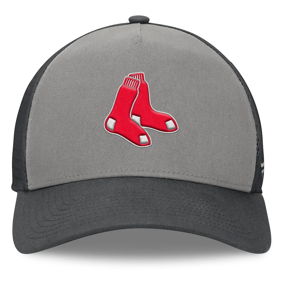 Men's Fanatics Gray/Graphite Boston Red Sox A-Frame Trucker Adjustable Hat