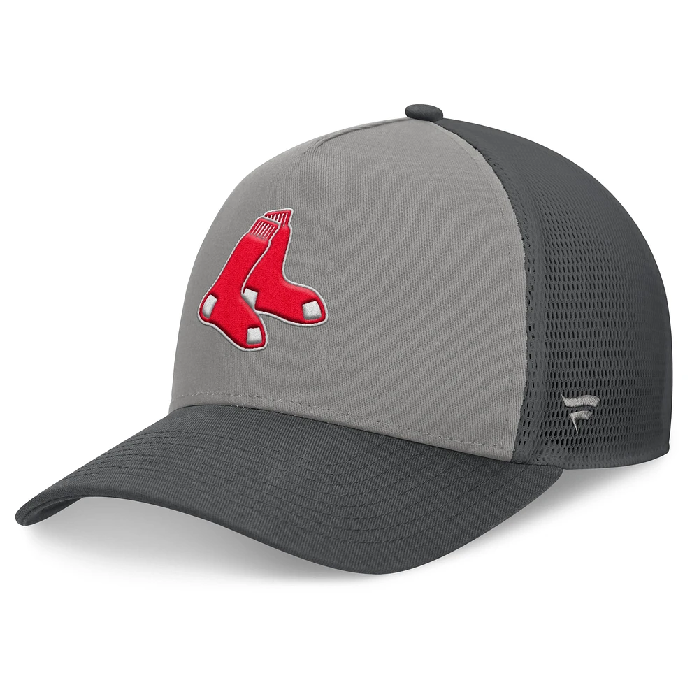 Men's Fanatics Gray/Graphite Boston Red Sox A-Frame Trucker Adjustable Hat