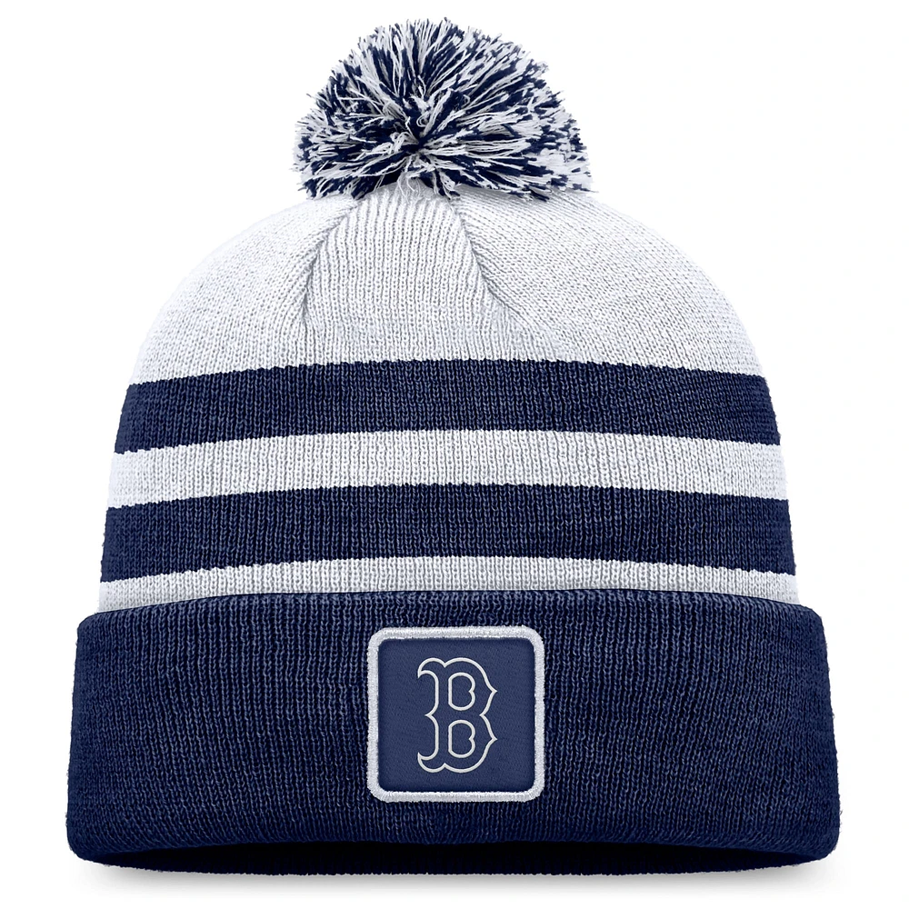 Bonnet en tricot à revers Fanatics gris Boston Red Sox pour hommes avec pompon