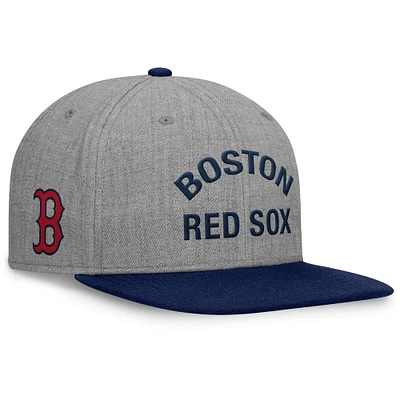 Casquette à bouton-pression à bord plat Fanatics pour hommes, gris chiné/bleu marine, Boston Red Sox Elements