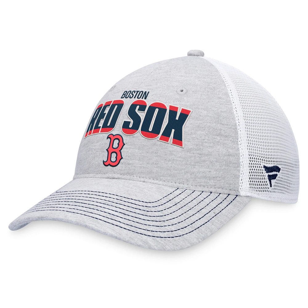 Casquette réglable de camionneur avec logo Fanatics gris chiné/blanc des Red Sox de Boston pour hommes