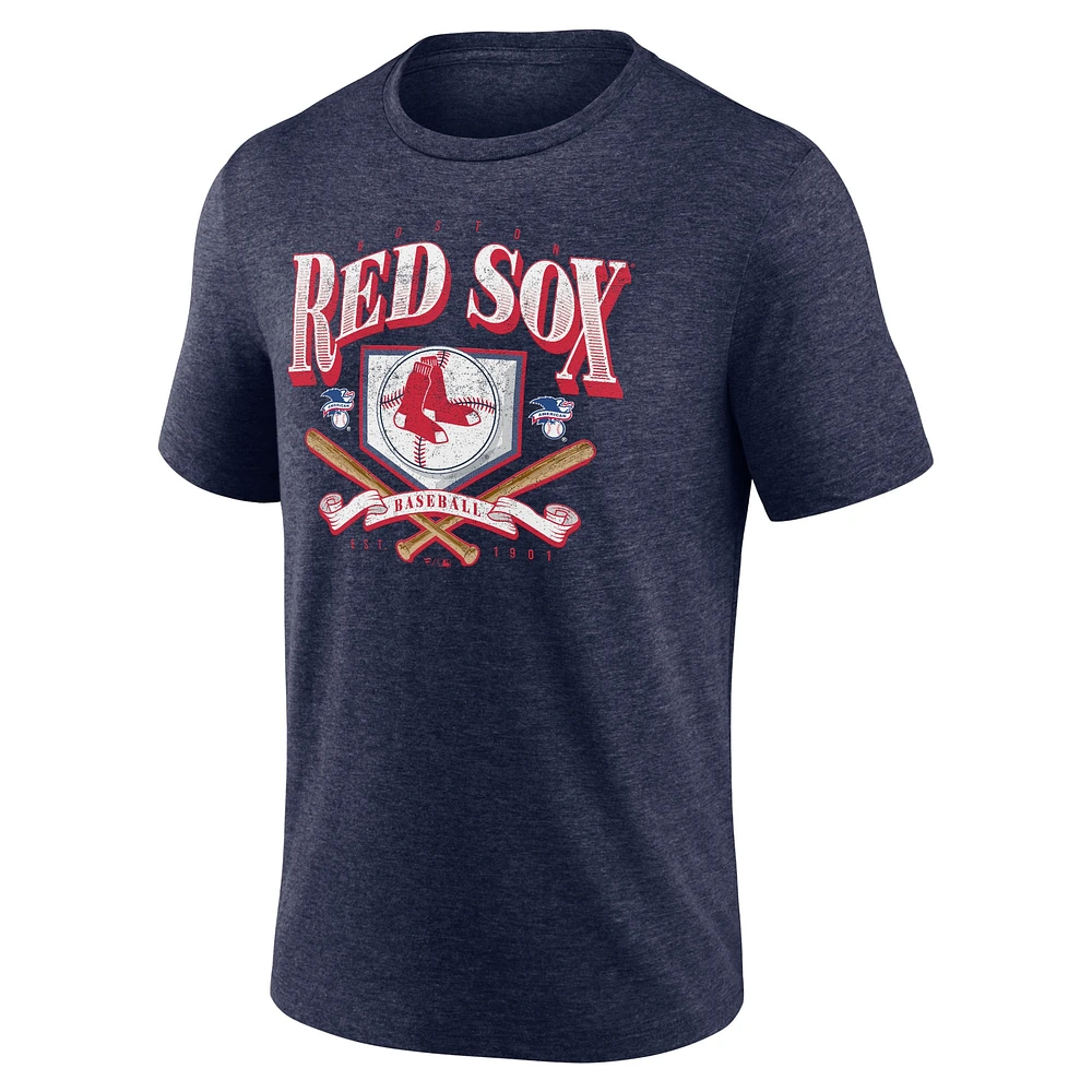 T-shirt triple mélange fanatiques pour hommes, bleu marine chiné, équipe locale des Red Sox de Boston