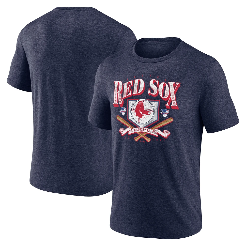 T-shirt triple mélange fanatiques pour hommes, bleu marine chiné, équipe locale des Red Sox de Boston