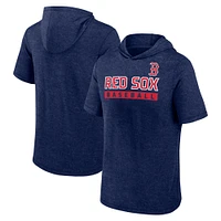 Sweat à capuche manches courtes Fanatics Heather Navy Boston Red Sox Push pour hommes