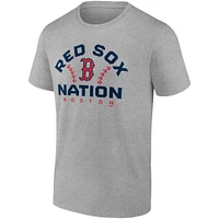 T-shirt emblématique Go for Two des Red Sox de Boston Fanatics pour hommes, gris chiné