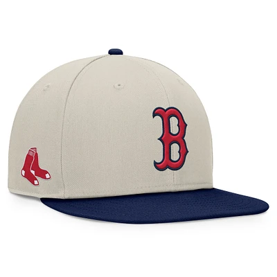 Casquette Snapback bicolore kaki/bleu marine Fanatics pour hommes de l'équipe des Red Sox de Boston