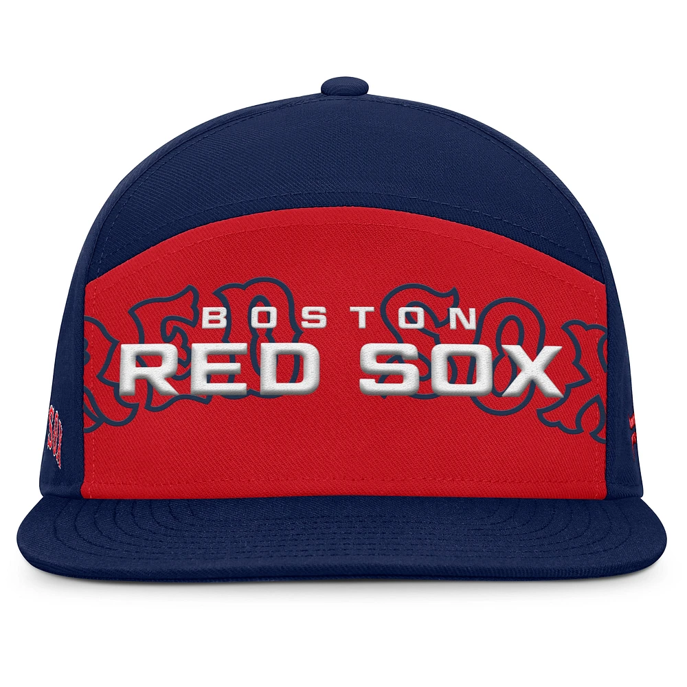 Casquette Snapback Fanatics bleu marine/rouge Boston Red Sox Clubhouse Splitter pour homme