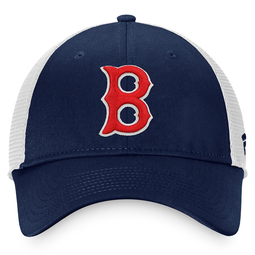 Casquette Snapback Core Trucker Fanatics pour hommes, bleu marine/blanc, Boston Red Sox, collection Cooperstown