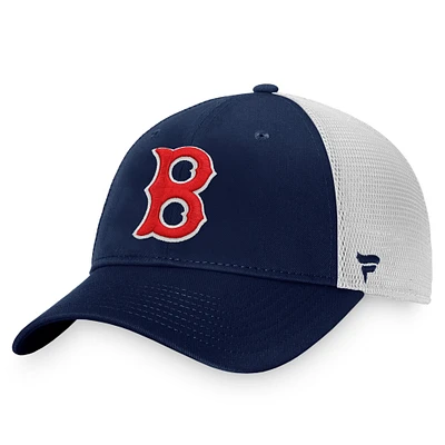 Casquette Snapback Core Trucker Fanatics pour hommes, bleu marine/blanc, Boston Red Sox, collection Cooperstown