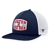 Casquette de camionneur Snapback Fanatics pour hommes, bleu marine, Boston Red Sox, patch en mousse sur le devant