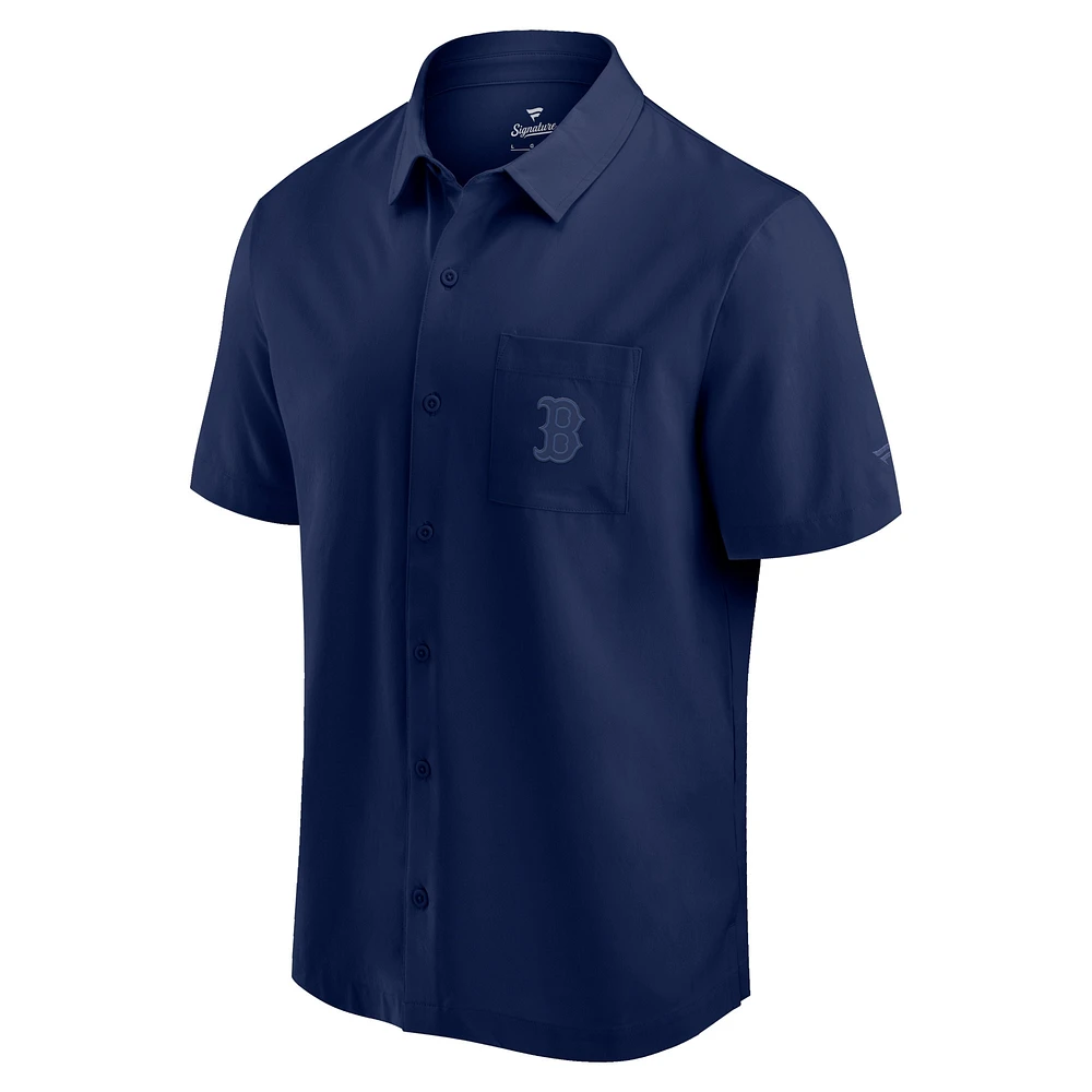 Chemise boutonnée à manches courtes Fanatics Navy Boston Red Sox Front Office pour hommes