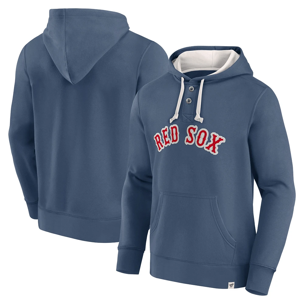 Men's Fanatics Navy Boston Red Sox Plan for Adversity Henley Fleece Pullover Hoodie