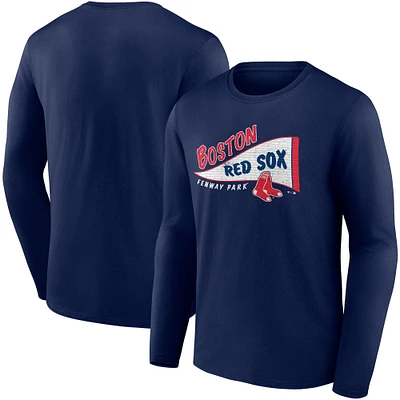 T-shirt à manches longues Fanatics pour hommes, bleu marine, Boston Red Sox, Wordmark Hometown Collection