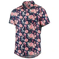 Chemise boutonnée en lin à fleurs Boston Red Sox FOCO pour homme, bleu marine