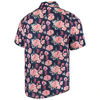 Chemise boutonnée en lin à fleurs Boston Red Sox FOCO pour homme, bleu marine