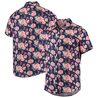 Chemise boutonnée en lin à fleurs Boston Red Sox FOCO pour homme, bleu marine