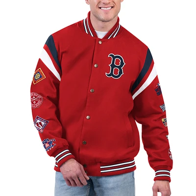 Veste universitaire G-III Sports by Carl Banks rouge Boston Red Sox Quick Full-Snap pour hommes