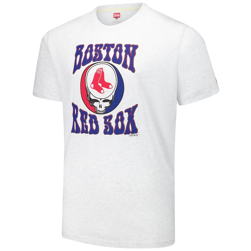 T-shirt triple mélange Hommage Ash Boston Red Sox Grateful Dead pour hommes