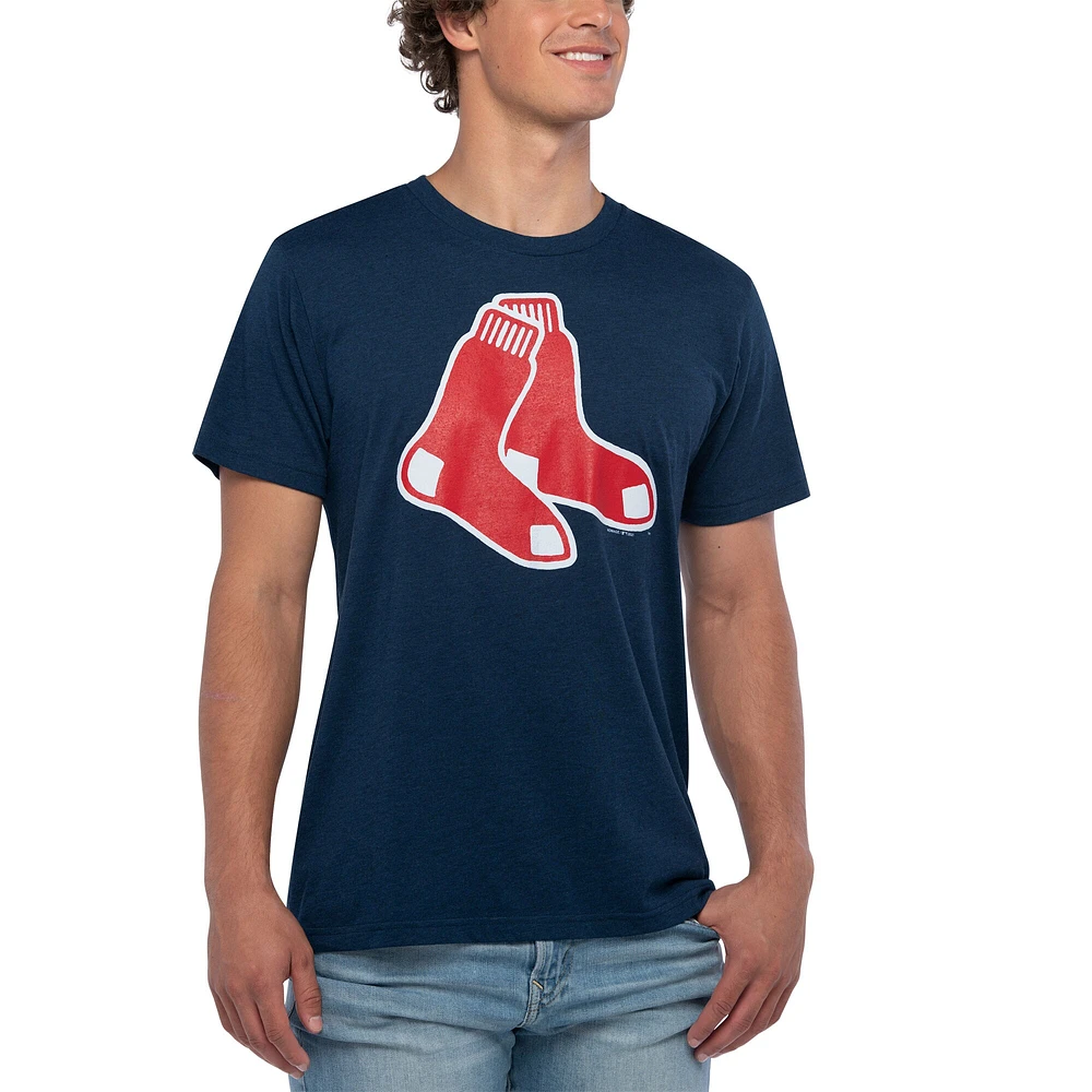 Men's Homage Navy Boston Red Sox Hand-Drawn Logo Tri-Blend T-Shirt