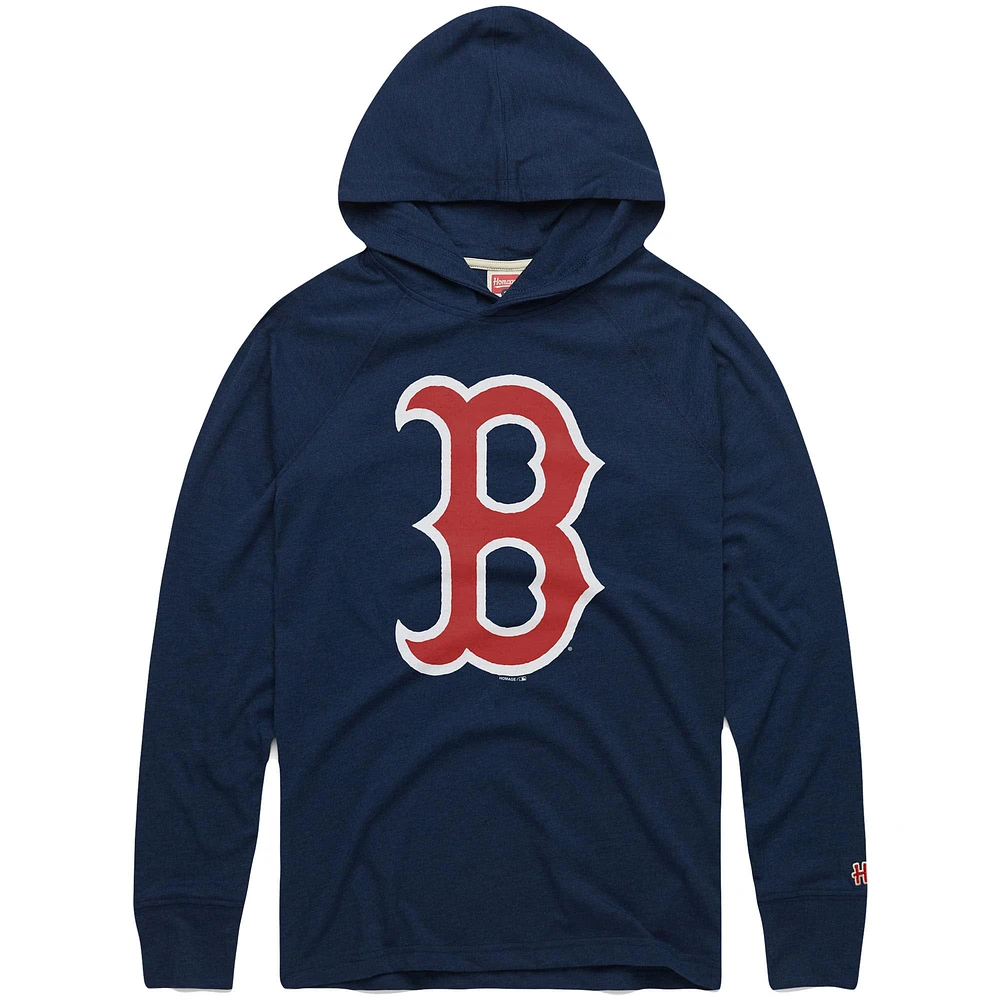 Men's Homage Navy Boston Red Sox Lightweight Raglan Tri-Blend Pullover Hoodie