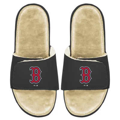 Boston Red Sox ISlide Men's Faux Fur Slide Sandals - Black/Tan